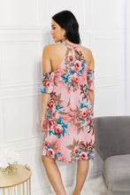 Cargar imagen en el visor de la galería, Sew In Love Full Size Fresh-Cut Flowers Cold-Shoulder Dress