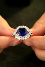 Load image into Gallery viewer, Platinum-Plated Lab-Grown Sapphire Ring