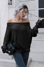 Load image into Gallery viewer, Off-Shoulder Ribbed Long Sleeve Pullover Sweater