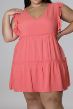 Cargar imagen en el visor de la galería, Plus Size V-Neck Frill Trim Mini Dress