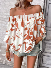 Load image into Gallery viewer, Printed Off-Shoulder Bell Sleeve Blouse