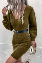 Load image into Gallery viewer, Ribbed Long Sleeve Sweater Dress
