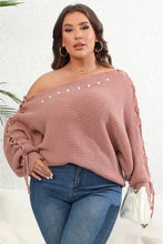 Cargar imagen en el visor de la galería, Plus Size One Shoulder Beaded Sweater