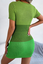Load image into Gallery viewer, Color Block Cutout Short Sleeve Sweater Dress