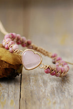 Cargar imagen en el visor de la galería, Rose Quartz Heart Beaded Bracelet