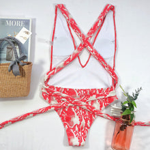 Cargar imagen en el visor de la galería, Halter Neck Deep V Tied One-Piece Swimsuit