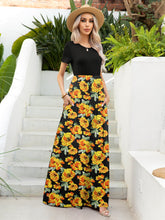 Load image into Gallery viewer, Printed Round Neck Short Sleeve Maxi Dress