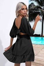 Load image into Gallery viewer, Square Neck Tie Back Ruffle Hem Dress