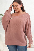 Cargar imagen en el visor de la galería, Plus Size One Shoulder Beaded Sweater