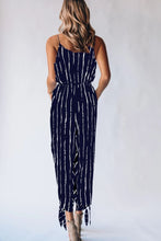 Cargar imagen en el visor de la galería, Striped Contrast Tie Ankle Spaghetti Strap Jumpsuit