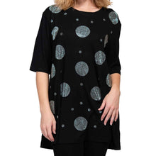Cargar imagen en el visor de la galería, Short Sleeve T-Shirt Black Bling Circles for Women