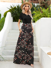 Load image into Gallery viewer, Printed Round Neck Short Sleeve Maxi Dress