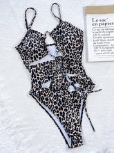 Cargar imagen en el visor de la galería, Leopard Cutout Tied One-Piece Swimsuit