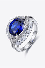 Load image into Gallery viewer, Platinum-Plated Lab-Grown Sapphire Ring