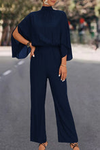 Load image into Gallery viewer, Tie Back Mock Neck Split Sleeve Jumpsuit