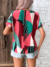 Load image into Gallery viewer, Printed V-Neck Short Sleeve Blouse