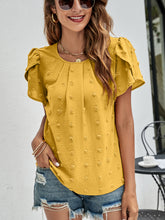 Load image into Gallery viewer, Swiss Dot Round Neck Petal Sleeve Top