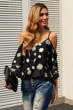 Load image into Gallery viewer, Printed Cold-Shoulder Three-Quarter Flare Sleeve Blouse