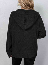 Cargar imagen en el visor de la galería, Button Up Drawstring Long Sleeve Hooded Cardigan