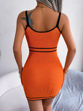 Cargar imagen en el visor de la galería, Contrast Spaghetti Strap Cutout Sweater Dress