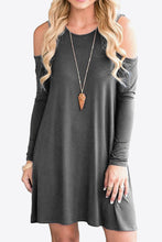 Cargar imagen en el visor de la galería, Cold-Shoulder Long Sleeve Round Neck Dress