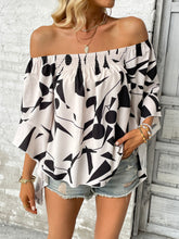 Load image into Gallery viewer, Printed Off-Shoulder Bell Sleeve Blouse