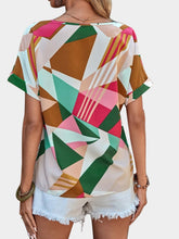 Load image into Gallery viewer, Printed V-Neck Short Sleeve Blouse