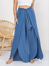 Cargar imagen en el visor de la galería, Plus Size Tied Slit Wide Leg Pants