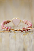 Cargar imagen en el visor de la galería, Rose Quartz Heart Beaded Bracelet