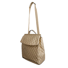 Cargar imagen en el visor de la galería, Gold Quilted Convertible Backpack