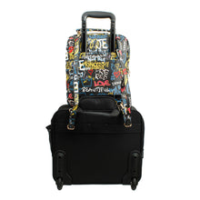 Load image into Gallery viewer, Black Grafitti Trolley Sleeve Backpack