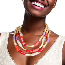 Cargar imagen en el visor de la galería, Purple and Red Curved Bead Set