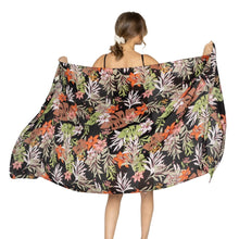Cargar imagen en el visor de la galería, Long Black Palm Leaf Print Scarf