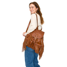 Load image into Gallery viewer, Backpack Brown Leather Fringe Bag for Women