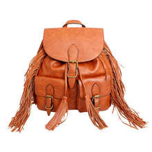 Load image into Gallery viewer, Backpack Brown Leather Fringe Bag for Women