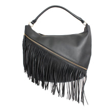 Load image into Gallery viewer, Purse Black Diagonal Fringe Hobo Bag for Women