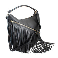 Load image into Gallery viewer, Purse Black Diagonal Fringe Hobo Bag for Women