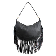 Load image into Gallery viewer, Purse Black Round Fringe Hobo Bag for Women