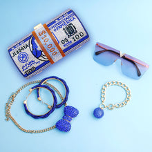 Cargar imagen en el visor de la galería, Blue Bling Rolled Benjamins Clutch
