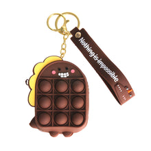 Load image into Gallery viewer, Brown Dino Bubble Pop Keychain
