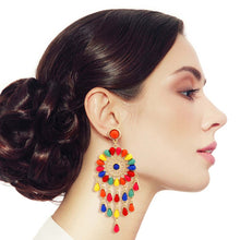 Load image into Gallery viewer, Rainbow Bead Dream Catcher Earrings
