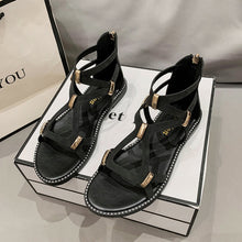 Cargar imagen en el visor de la galería, Open Toe Back Zipper Flat Sandals
