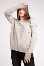 Load image into Gallery viewer, Melange Hi-Low Hem Round Neck Sweater
