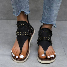 Cargar imagen en el visor de la galería, Studded Raw Hem Flat Sandals
