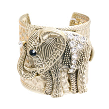 Load image into Gallery viewer, Burnished Gold Engraved Elephant Cuff
