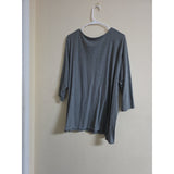 Catherines Women's Plus Size Gray Henley Top - PREOWNED