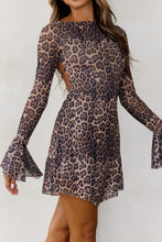 Load image into Gallery viewer, Backless Leopard Flare Sleeve Dress
