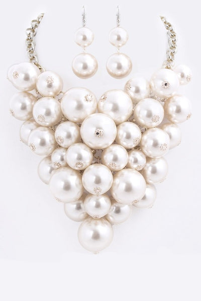 Mix Pearls Statement Necklace Set