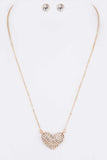 Crystal Heart Pendant Necklace Set
