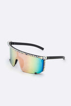 Load image into Gallery viewer, Rhinestone Shield Inspired Statement Sunglasses
